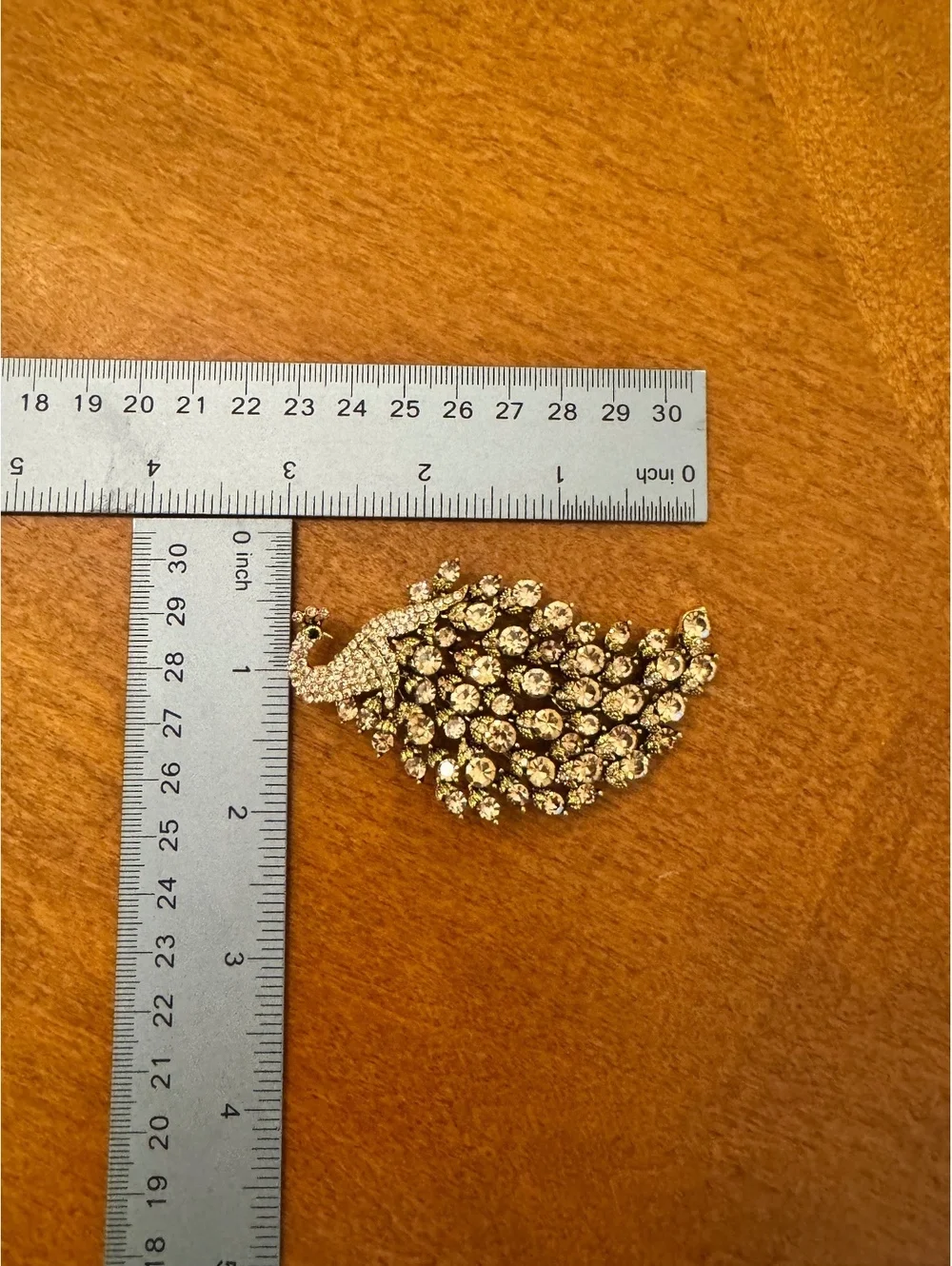 Vintage Peacock Rhinestone Brooch Pin 325